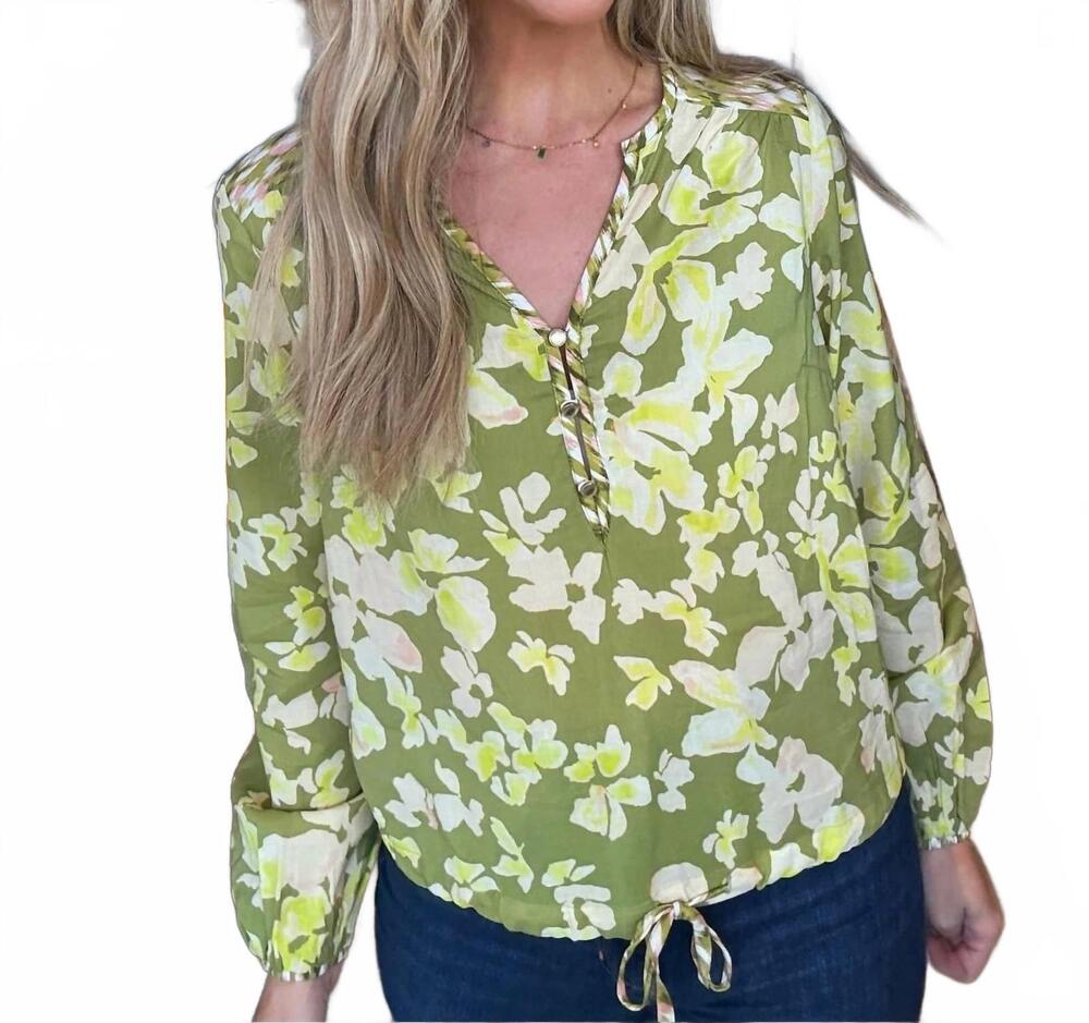 NEW TRIBAL modern muse blouse in kiwi zest